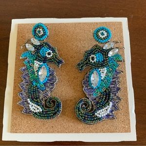 Beaded Seahorse Drop Earrings